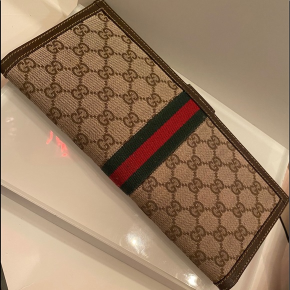 GUCCI Rare Vintage Web Stripe Ticket Case Wallet/Clutch - Picture 11 of 14